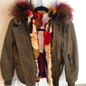 BELLE FARE sizeS Army green Bomber JKT w/ Multicolor fox color & zip out lining